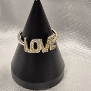 Kitchy Sterling Silver Gold Vermeil 'LOVE' Ring.  Size 8 Excellent Condition.